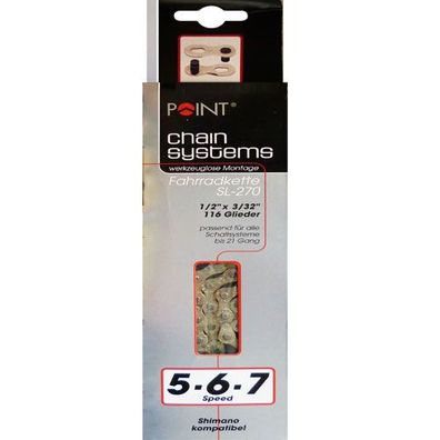 Kette 1/2 x 3/32 POINT 5/6/7fach, silber, 116 Glieder, Point, 32001401