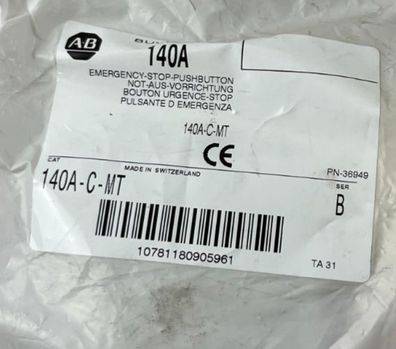 Allen-Bradley 140A-C-MT Emergency Stop Push Button Twist Release New