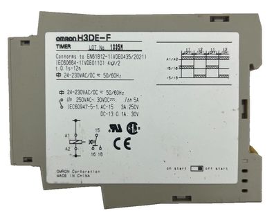 Omron H3DE-F Timer Relay 24-230V AC/DC Multi-Range DIN - Used, Tested, SPDT