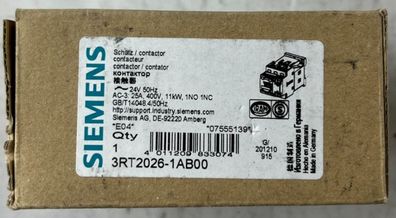 Siemens 3RT2026-1AB00 SIRIUS Contactor 11kW 24VAC Coil New