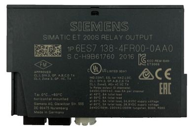 Siemens Simatic 6ES7138-4FR00-0AA0 ET 200S Relay Output Module 24VDC/AC 230V 5A