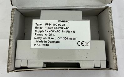 C-mac FP34-400-99-31 3-Phase Voltage & Sequence Monitoring Relay 400VAC New