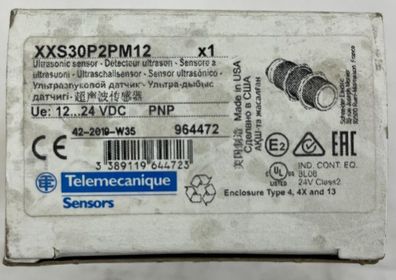 Telemecanique XXS30P2PM12 Ultrasonic Sensor M30 PNP 2m Range 12-24VDC New