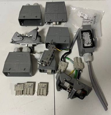 Harting Han Heavy Duty Connector Lot Enclosures Inserts Cable Hoods Used