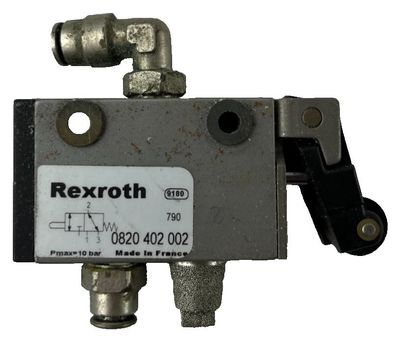 Rexroth 0820 402 002 Pneumatic Roller Lever Valve 10 Bar Used