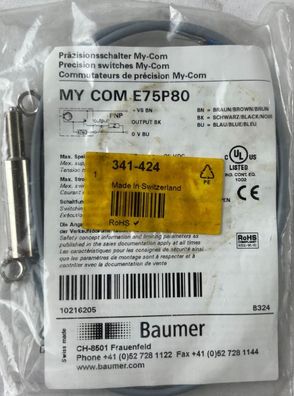 Baumer My-Com E75P80 Precision Switch PNP 10-30VDC New