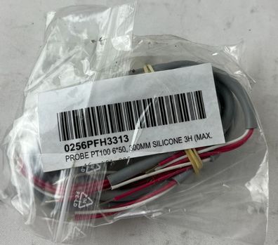 PT100 Temperature Probe 0256PFH3313 6×50mm 3000mm Silicone Cable 3‑ ire New