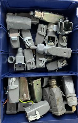 Harting Han 3A Side Entry Hood Connector Lot, Mixed Sizes, Used
