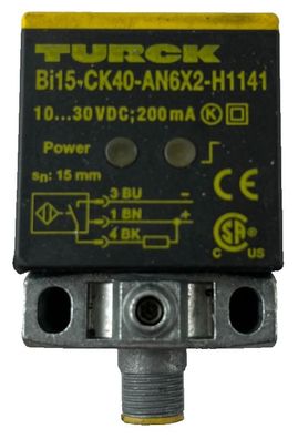 Turck Bi15-CK40-AN6X2-H1141 Inductive Proximity Sensor 10-30VDC Used