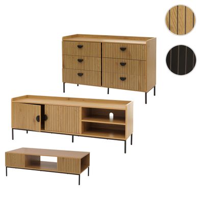 Wohnzimmer-Set HWC-O39, TV-Rack Kommode Couchtisch, Ablage Schubladen, MDF