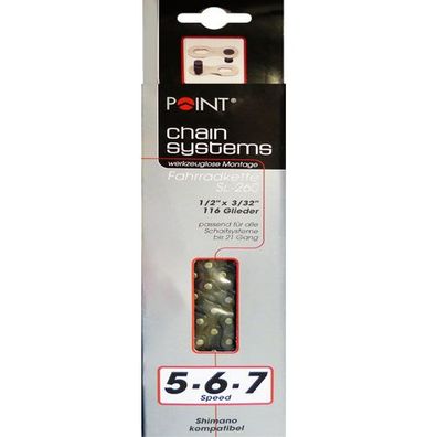 Kette 1/2 x 3/32 POINT 5/6/7fach, braun, 116 Glieder, Point, 10100601