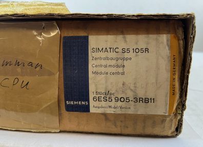 Siemens Simatic S5-105R CPU905 Central Module 6ES5 905-3RB11, New