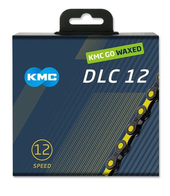 KMC Kette DLC12, 12-fach, 126 Glieder, black/yellow, waxed (NF:200749)