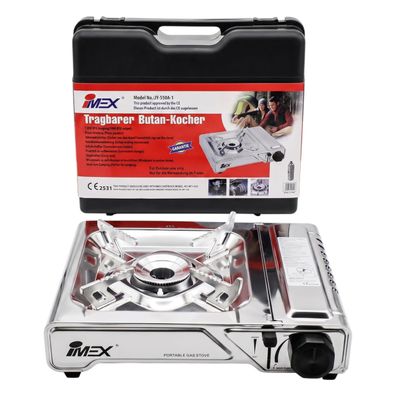 IMEX JY550A-1 Butan Gaskocher 2200 W mit Piezo-Zündung und Transportkoffer