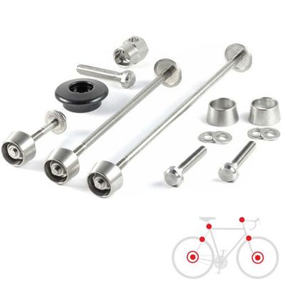 Set 02/GA/BR, VR/HR/Sattelstütze/Ahead/Bremsen Pitlock, silber, Ahead schwarz