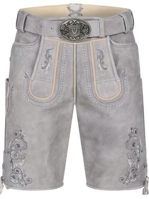 Lederhose Norwin mit Gürtel hellgrau