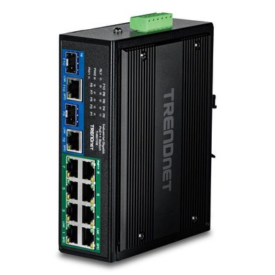 TRENDnet 10-Port Industrial Gigabit 400W PoE++ DIN-Rail Swit
