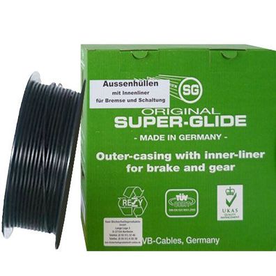 Außenhülle Bremse SUPER-GLIDE, L = 50m, Ø = 5mm, schwarz, mit Teflon, Fasi, 104040010