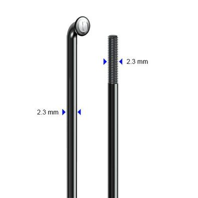 Speiche STD13, 280mm, Ø=2,3mm, 95°, schwarz cnSpoke, 100 Stück, Edelstahl, ohne