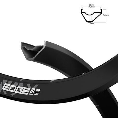 Felge Edge M 26 OS 622-26 Disc, schwarz, 32Loch, VL=6.5, Ryde, 700215