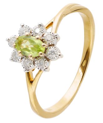 GLIZZ Schmuck Damenring 333 Gold mit Peridot und Lab-Grown Diamanten GL1278