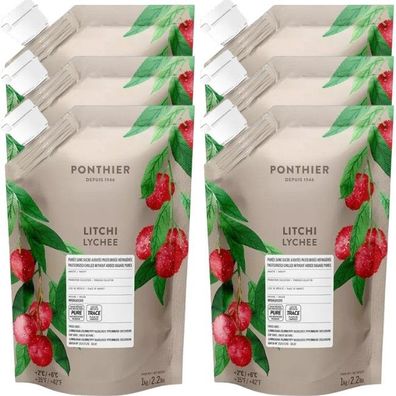 Ponthier Litschi Fruchtpüree 6x 1 kg Premium Lycheepüree 99,9% Frucht aus Madagaskar
