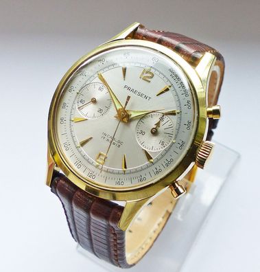 Schöner Praesent Swiss 17Jewels Herren Vintage Chronograph in Top Zustand