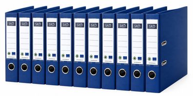 SAD 10er Pack PP Kunststoffordner 7,5cm DIN-A4 Ordner breit blau - Aktenordner perfek