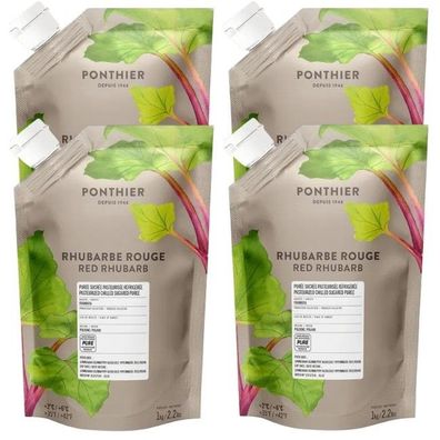 Ponthier Rhabarberpüree Rot 4x 1kg Premium Gemüsepüree 90% Frambosa Rhabarber Polen