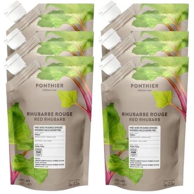 Ponthier Rhabarberpüree Rot 6x 1kg Premium Gemüsepüree 90% Frambosa Rhabarber Polen