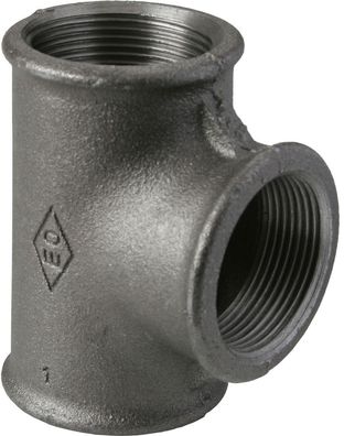 Temperguss T-Stück Nr. 130 schwarz 1"