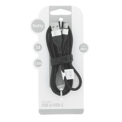 Setty Ladekabel USB-A auf USB-C KNA-C-1.221 1,2m 10W 2A Schwarz