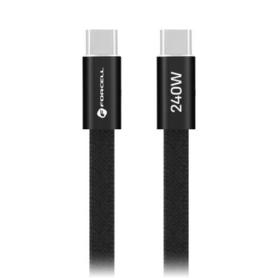 Forcell Ladekabel USB-C auf USB-C F-Energy Cafule Flat CCFN23 1,2 m 240W 5A Schwarz