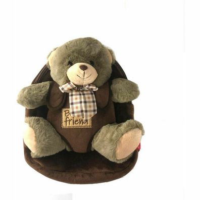 Backpack Extra Fluffy Tommy Bear 2.7 Liter Dark Brown