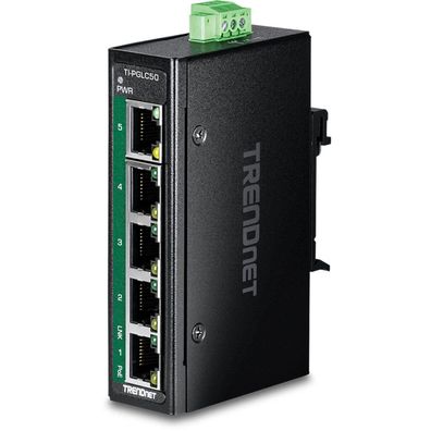 TRENDnet 5-Port Industrial Gigabit PoE+ DIN-Rail Mini Switch