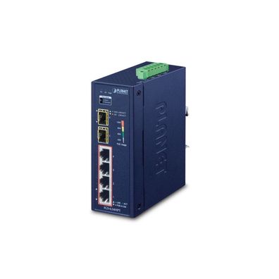 PLANET Industrial 4-Port 10/100/1000T 802.3at PoE + 2-Port