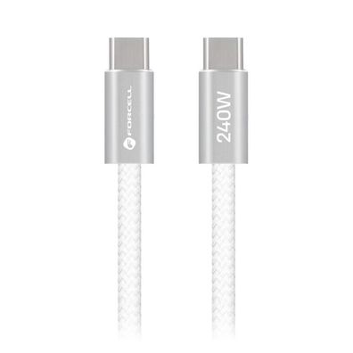 Forcell Ladekabel USB-C auf USB-C F-Energy Cafule Flat CCFN23 1,2 m 240W 5A Weiß