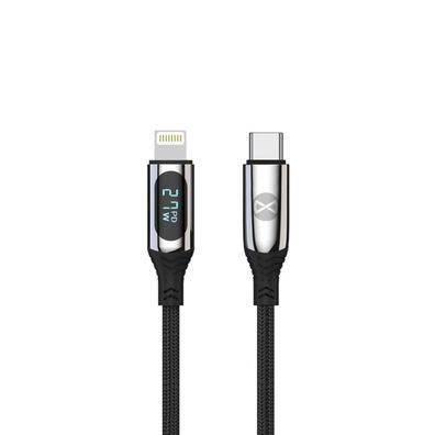 Forever Ladekabel USB-C LCD 1 m 27W kompatibel mit iPhone Schwarz