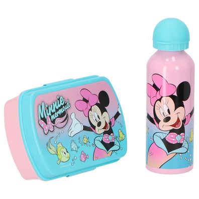 Disney Minnie Mouse Pausenset Lunchbox Aluminium Trinkflasche für Kindergarten