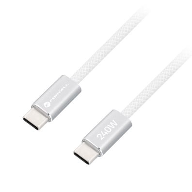 Forcell Ladekabel USB-C auf USB-C F-Energy Cafule Color CBN1 1,2 m 240W 5A Weiß