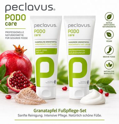 peclavus PODOcare Granatapfel Fußpflege-Set - Fußpeeling + Fußcreme 2×100 ml
