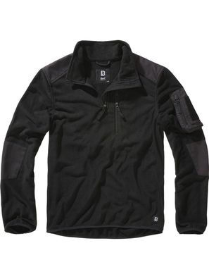 Brandit Herren Fleecepullover Fleece Troyer Ripstop Black