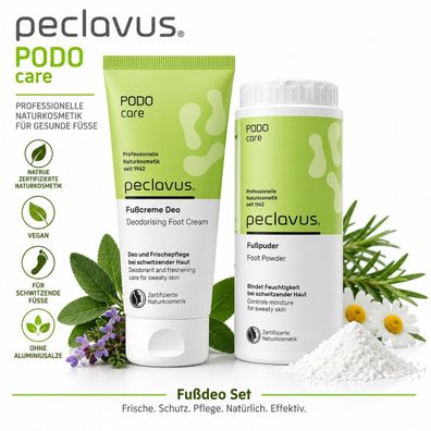 peclavus PODOcare Fußdeo Set - Fußcreme Deo 100 ml + Fußpuder 70 g