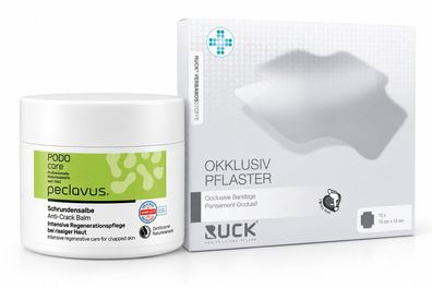 RUCK Schrunden Intensiv-Set - peclavus Schrundensalbe 50 ml + 10 Okklusiv Pflaster