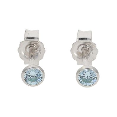 Silber 925 Ohrstecker Damen mit Zirkonia hellblau JuwelmaLux JL52-06-0175