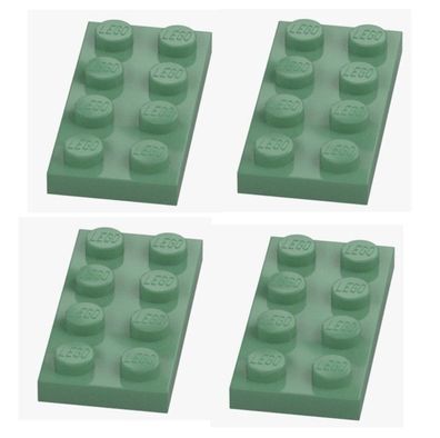 LEGO 4x Platte 2x4 Sand Green Olivgrün 3020 6249817 Plate Ersatzteile NEU
