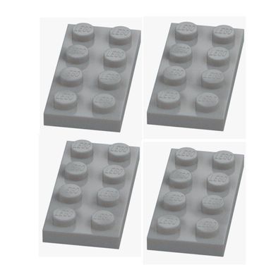 LEGO 4x Platte 2x4 Medium Stone Grey Hellgrau 3020 4211395 Plate Ersatzteile NEU