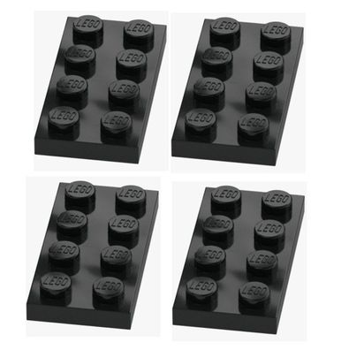 LEGO 4x Platte 2x4 Black Schwarz 3020 302026 Plate Ersatzteile MOC NEU