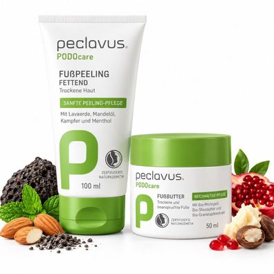 peclavus PODOcare Fußpflege Set - Fußpeeling 100 ml + Fußbutter 50 ml