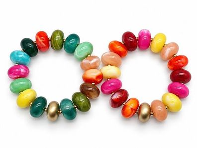Armband Bunte Donuts Acryl Matt Goldfarben